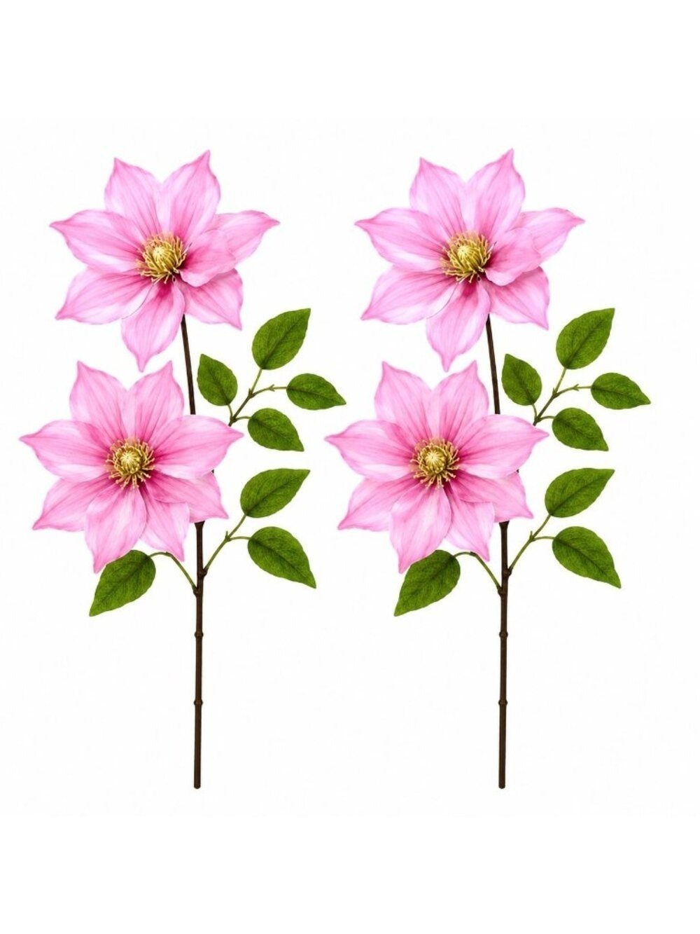 Light Pink Clematis Stem Faux Flower Spray 28 Inch Artificial Floral Stem Cottag